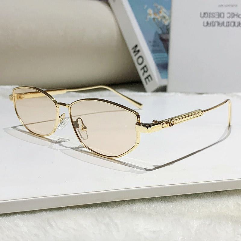 Damen elegante Sonnenbrille mit funkelndem Metallrahmen Karnz