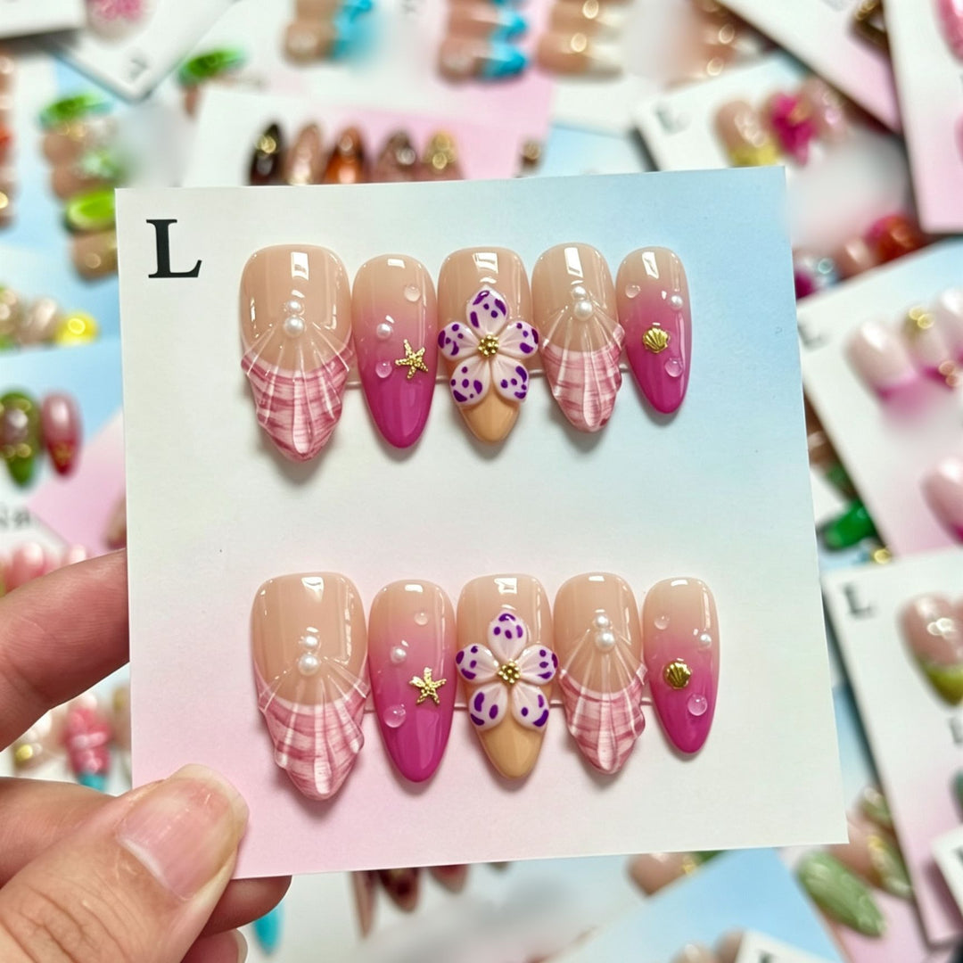 Künstlerisches 3D-Blumen-Press-On-Nagelset