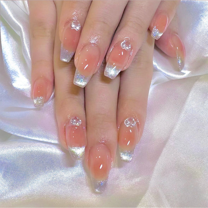 Elegantes Gradient Press-On Nagel Set mit Glänzender Oberfläche Karnz