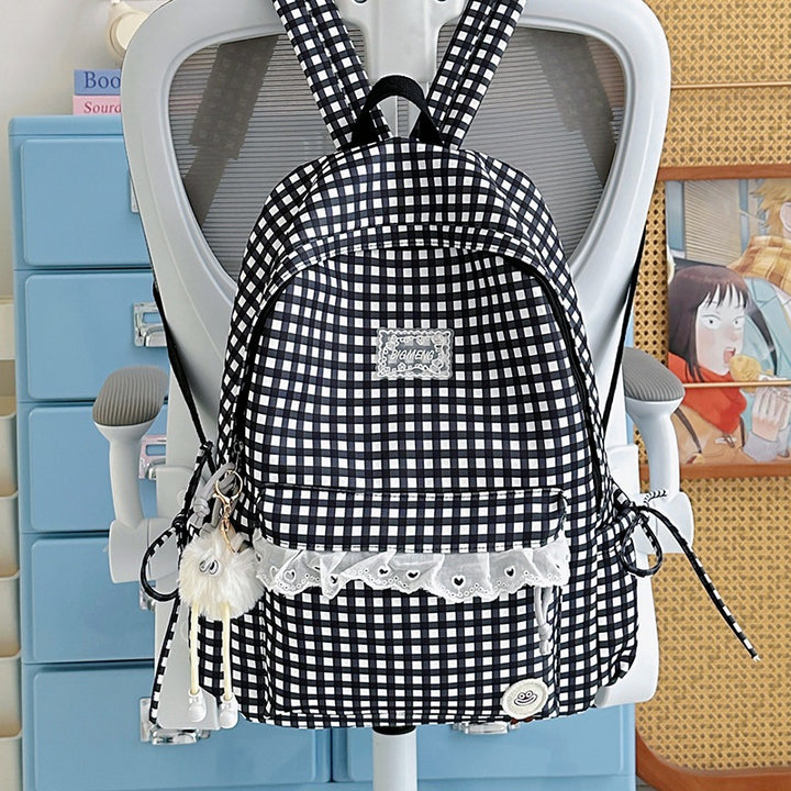 Süßer Gingham-Print-Rucksack Karnz