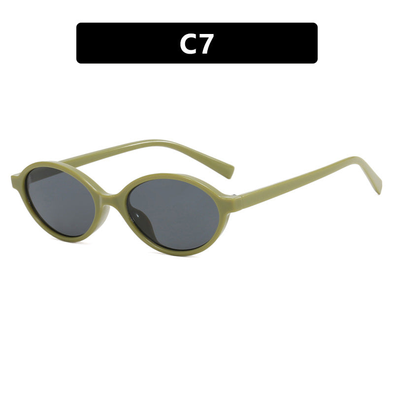 Damen modische ovale Sonnenbrille mit geschwungenem Rahmen und UV-Schutz Karnz