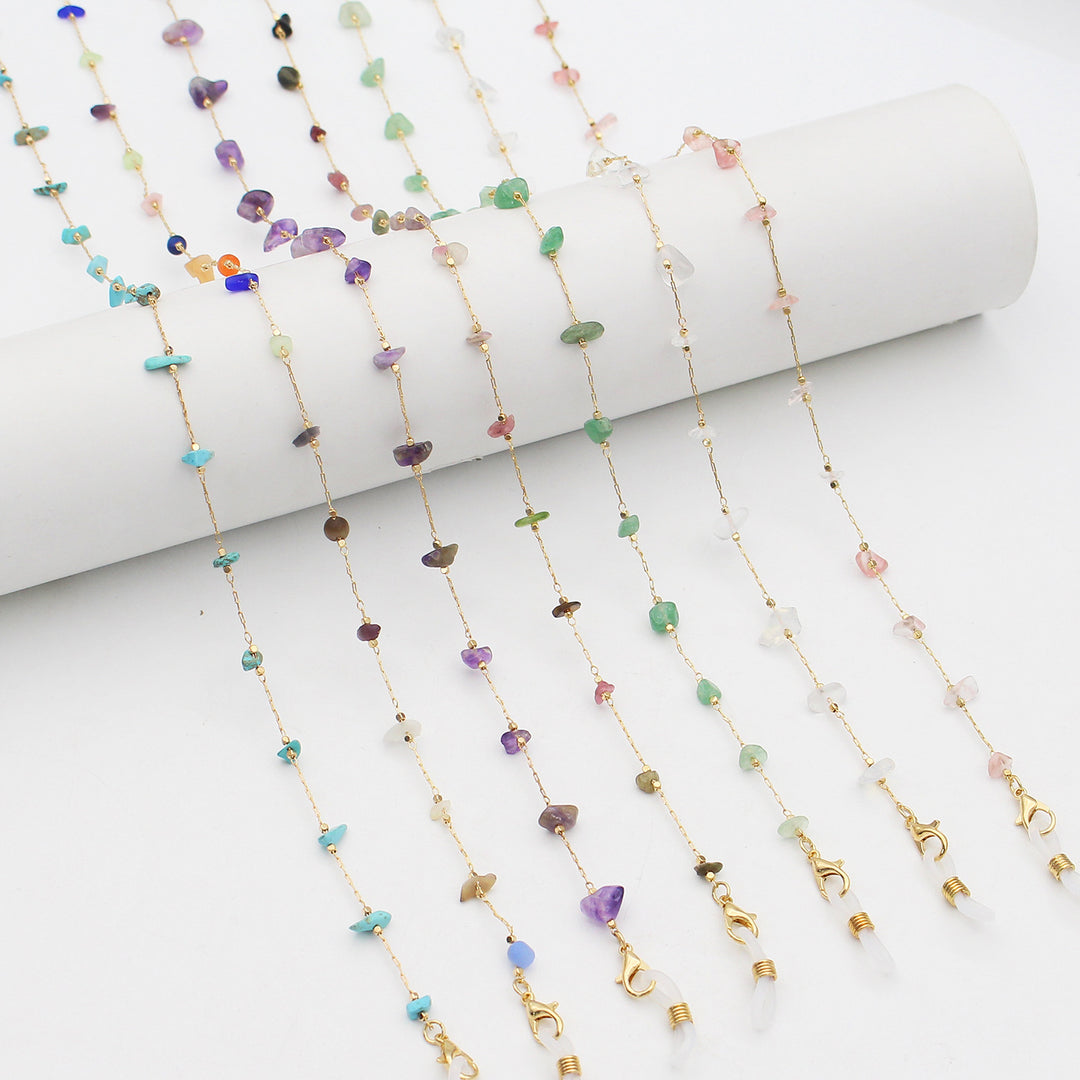 Elegante mit Kristallen verzierte Brillenkette Karnz