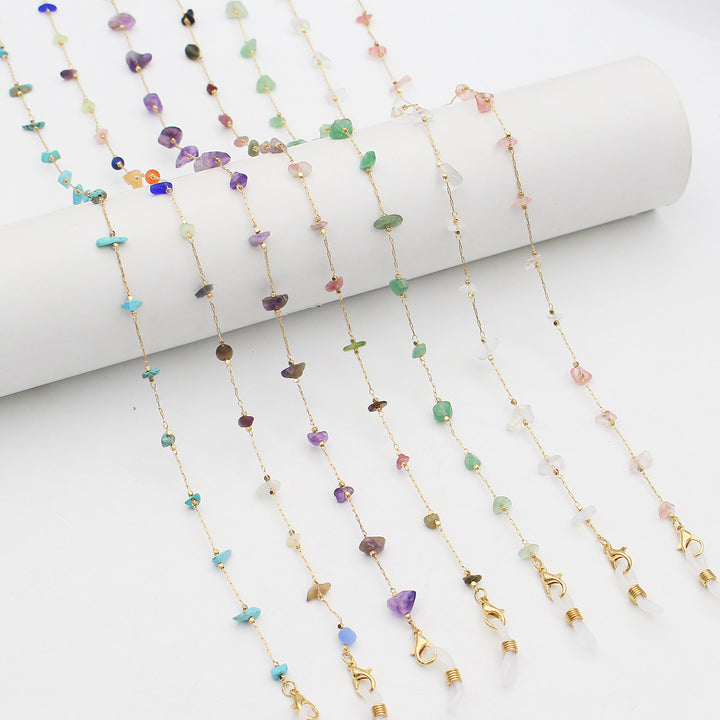 Elegante mit Kristallen verzierte Brillenkette Karnz
