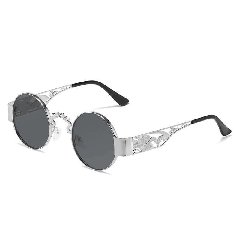 Damen künstlerische runde Sonnenbrille mit elegantem filigranen Rahmen Karnz