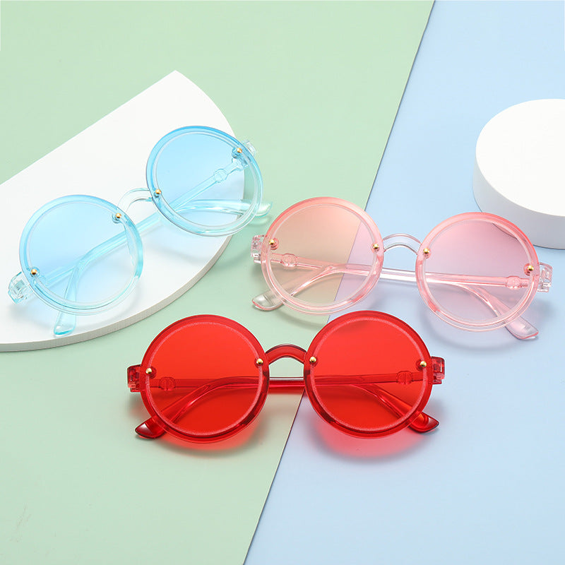 Damen Runde Sonnenbrille mit transparentem Rahmen Karnz