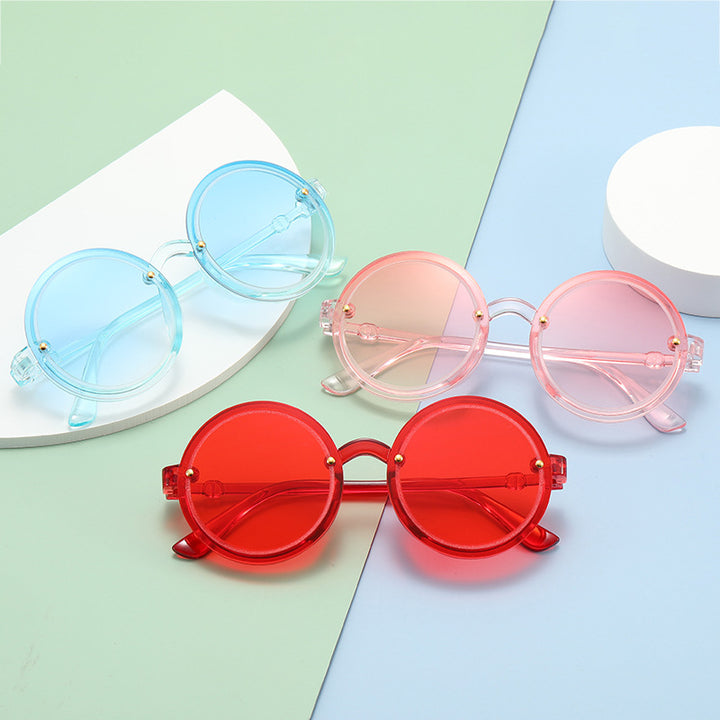 Damen Runde Sonnenbrille mit transparentem Rahmen Karnz