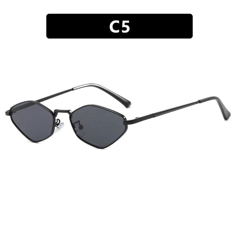 Damen geometrische Sonnenbrille mit feinem Metallrahmen und UV-Schutz Karnz
