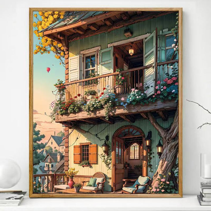 Gemütlicher Balkon Kunstdruck Karnz