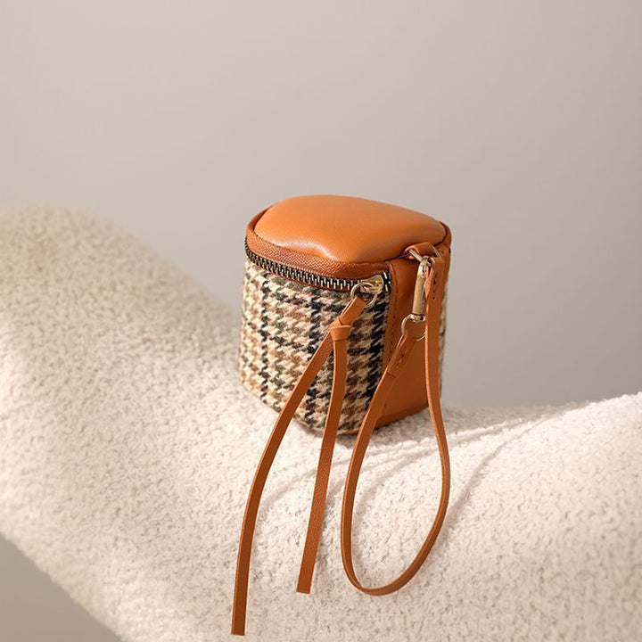 Strukturierte Leder Mini Kosmetiktasche Karnz