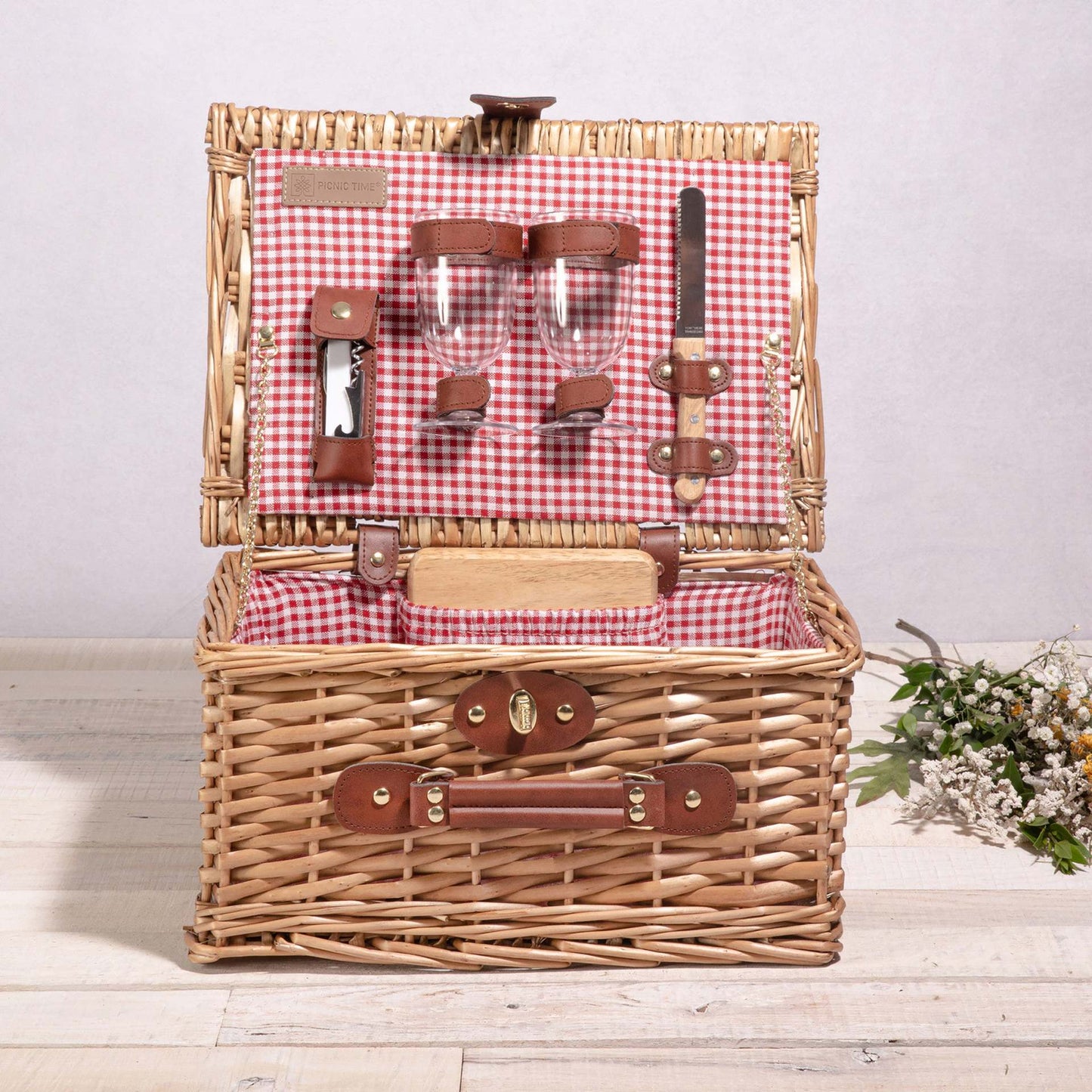 Damen Picknickkorb mit integriertem Geschirrset und rustikalem Design Karnz