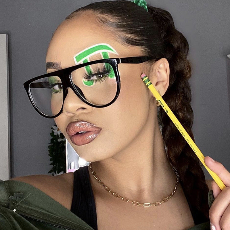 Damen trendige Oversized-Sonnenbrille mit stylischem transparenten Rahmen Karnz