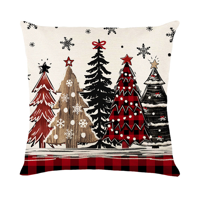 Festive Buffalo Plaid Quadrat Wurfkissenbezug mit 'Let It Snow' Schneemann Druck und verstecktem Reißverschluss