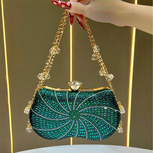 Glitzernde kristall-besetzte Abendhandtasche