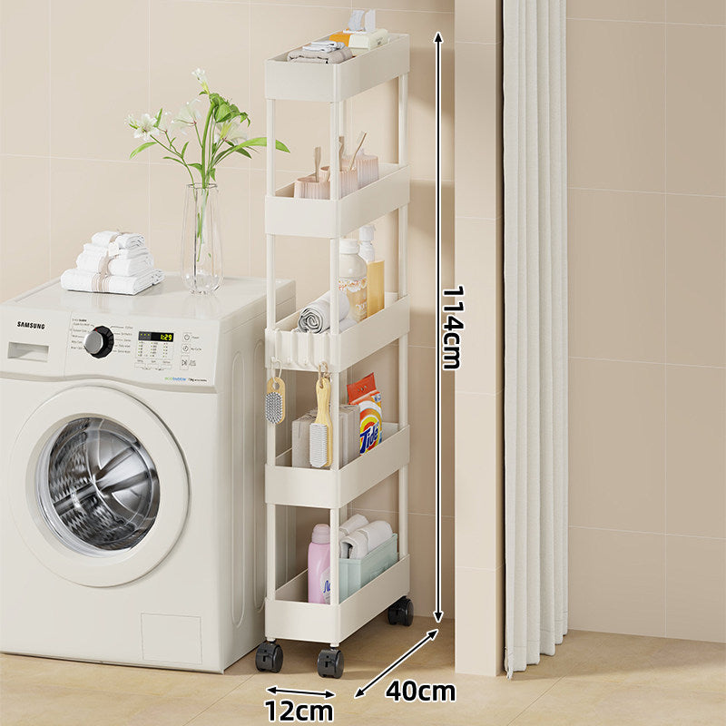 Slim Four-Tier Rolling Laundry und Badezimmer Aufbewahrungswagen mit tiefen Tablettkörben und verriegelbaren Drehrollen
