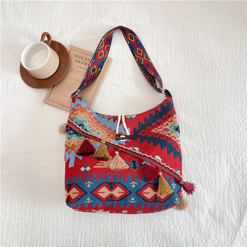 WoEthnic Gemusterte Klapp-Hobo-Tasche Karnz