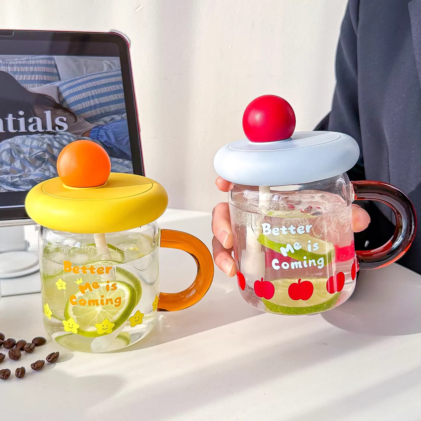 Damen Trinkglas mit Silikondeckel Karnz