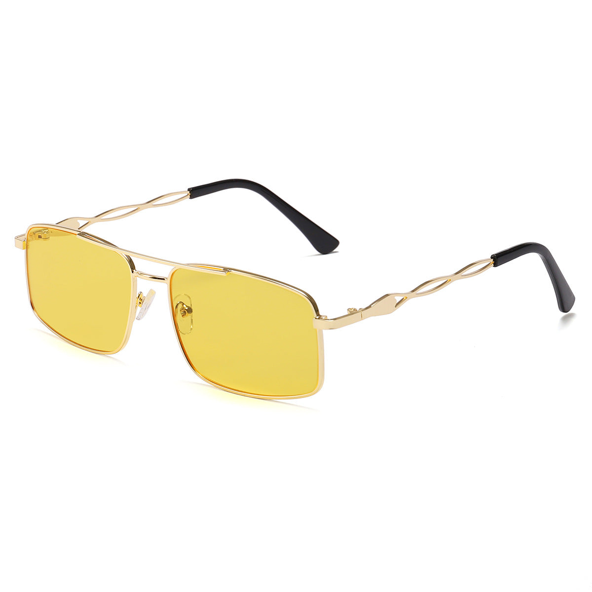 Damen Sonnenbrille mit trendigem rechteckigem Rahmen und gelben Gläsern Karnz