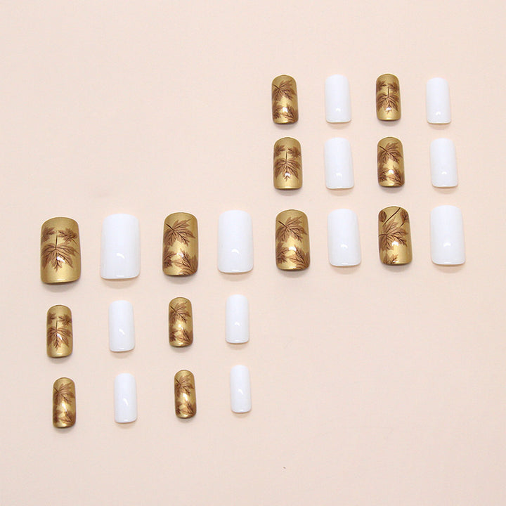 Luxus Metallic Blatt Design Press-On Nagelspitzen Karnz