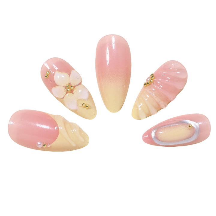 3D Blumen Design Druck-On-Nagel Set Karnz