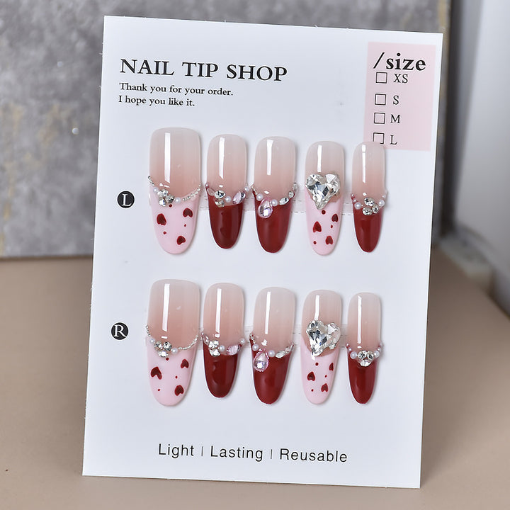 Glamouröse mit Strass besetzte Stiletto Press-On Nägel Karnz