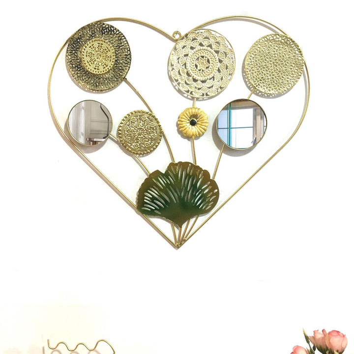 Dekorative Metallwandkunst mit tropischem Blatt- und Spiegeldesign Karnz