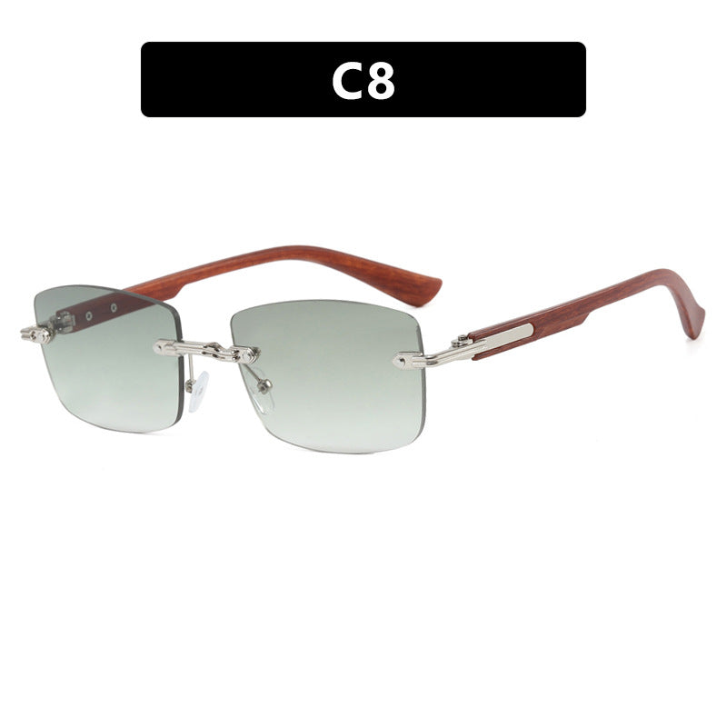 Damen quadratische Sonnenbrille mit Holzrahmen und gradienten Gläsern Karnz