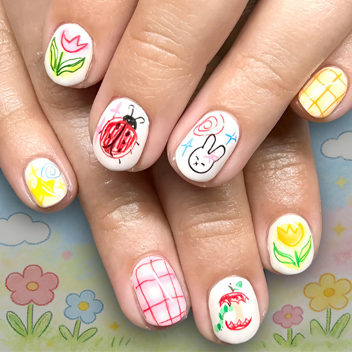 Künstlerisch illustrierte Nagelkunst-Wickel Karnz