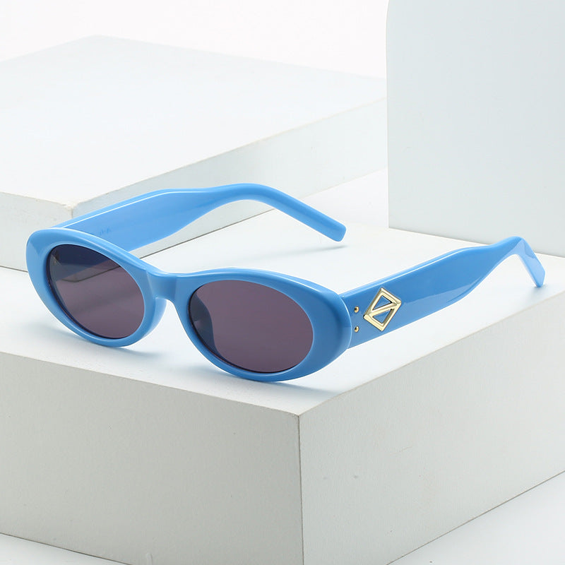 Vintage-inspirierte ovale Fassung Sonnenbrille Karnz