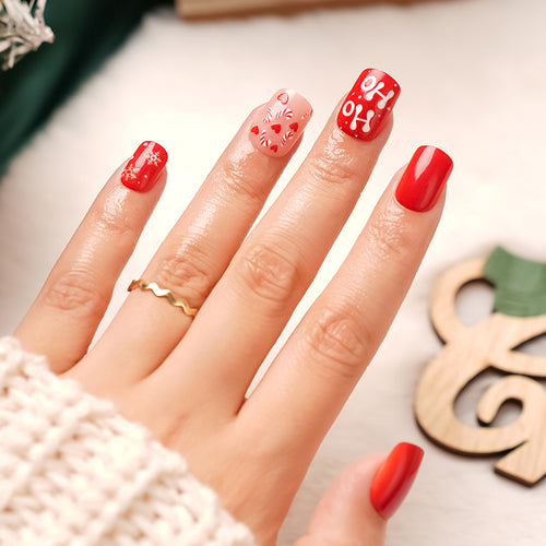 Künstliche Nägel mit Festlichem Weihnachtsdesign Karnz