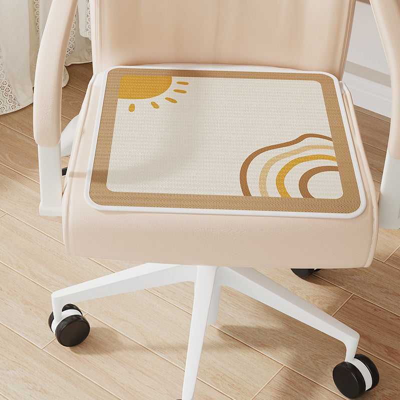 Breathable Non-Slip Decorative Seat Cushion Pad for Office Chair with Sun and Rainbow Print