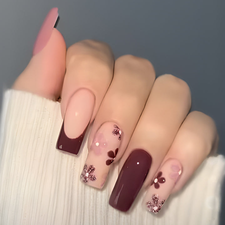 Künstlerisches Floral Gel Nagel Set Karnz