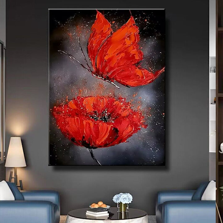 Abstrakte florale Schmetterling Leinwandkunst