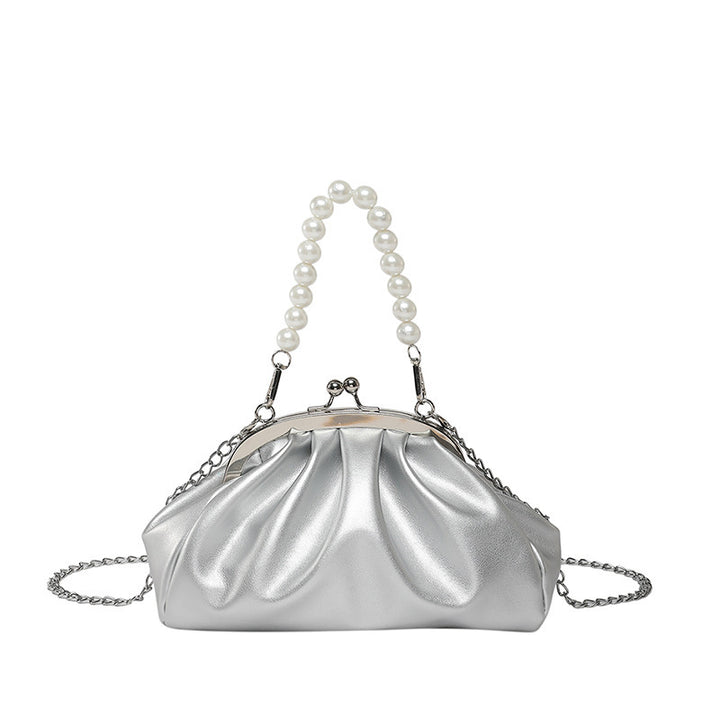 Elegante Clutch-Handtasche mit Perlenkette Karnz