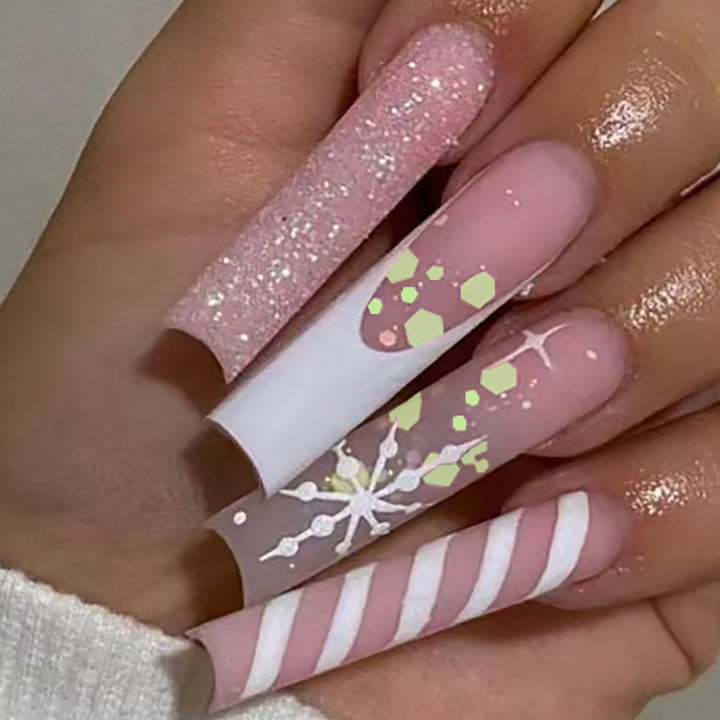 Festliche Glitzernde Press-On Nägel Karnz
