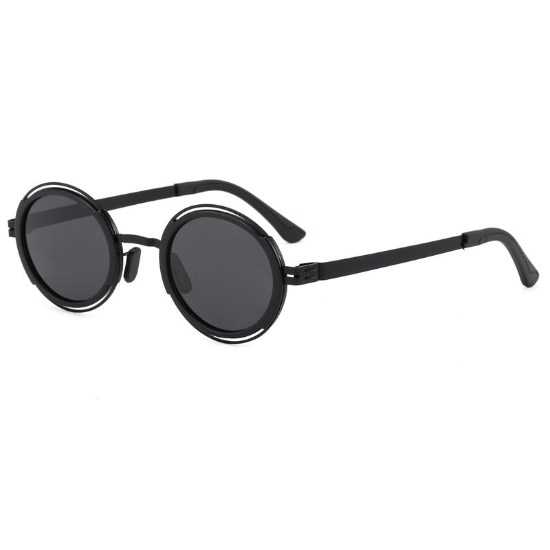 Damen modische runde Sonnenbrille mit elegantem Metallrahmen Karnz