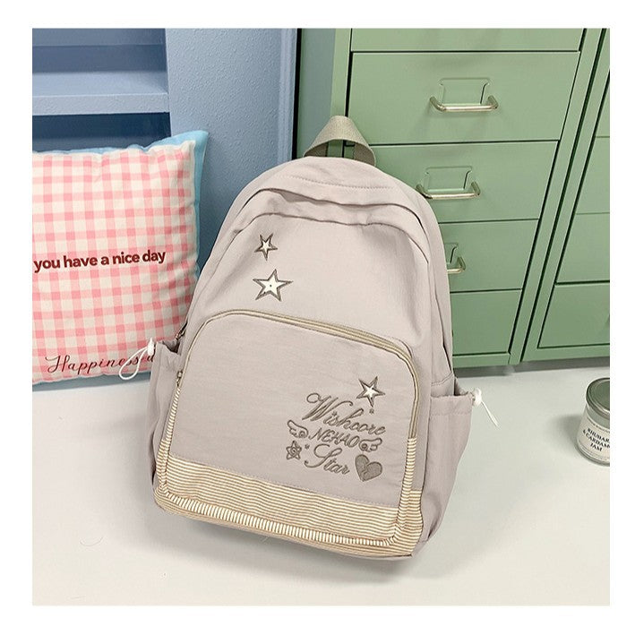 Bestickter Sternmuster Freizeit Rucksack