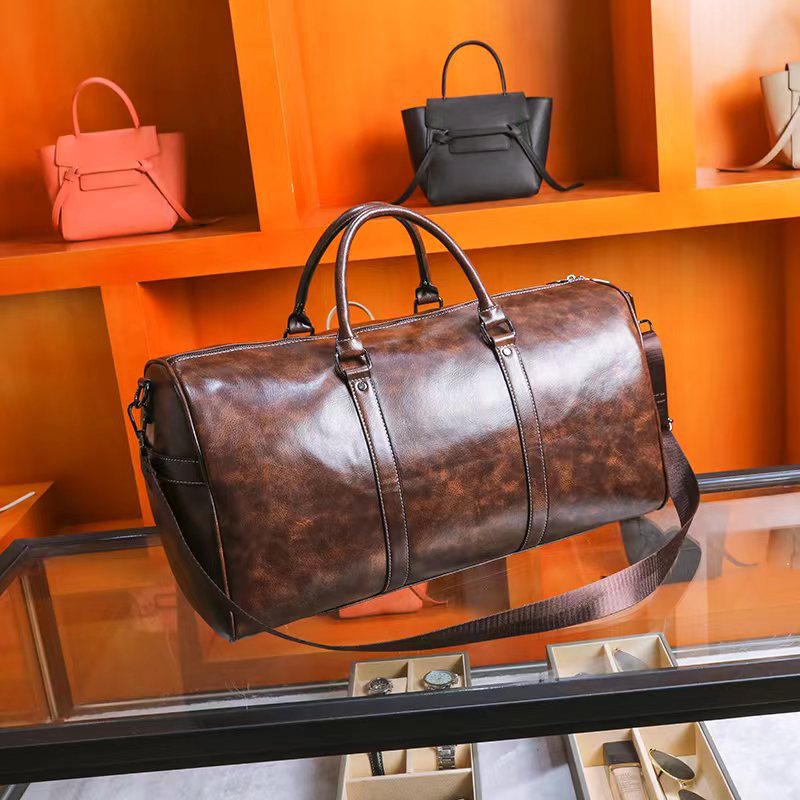 Elegante Leder Wochenend-Duffle-Tasche