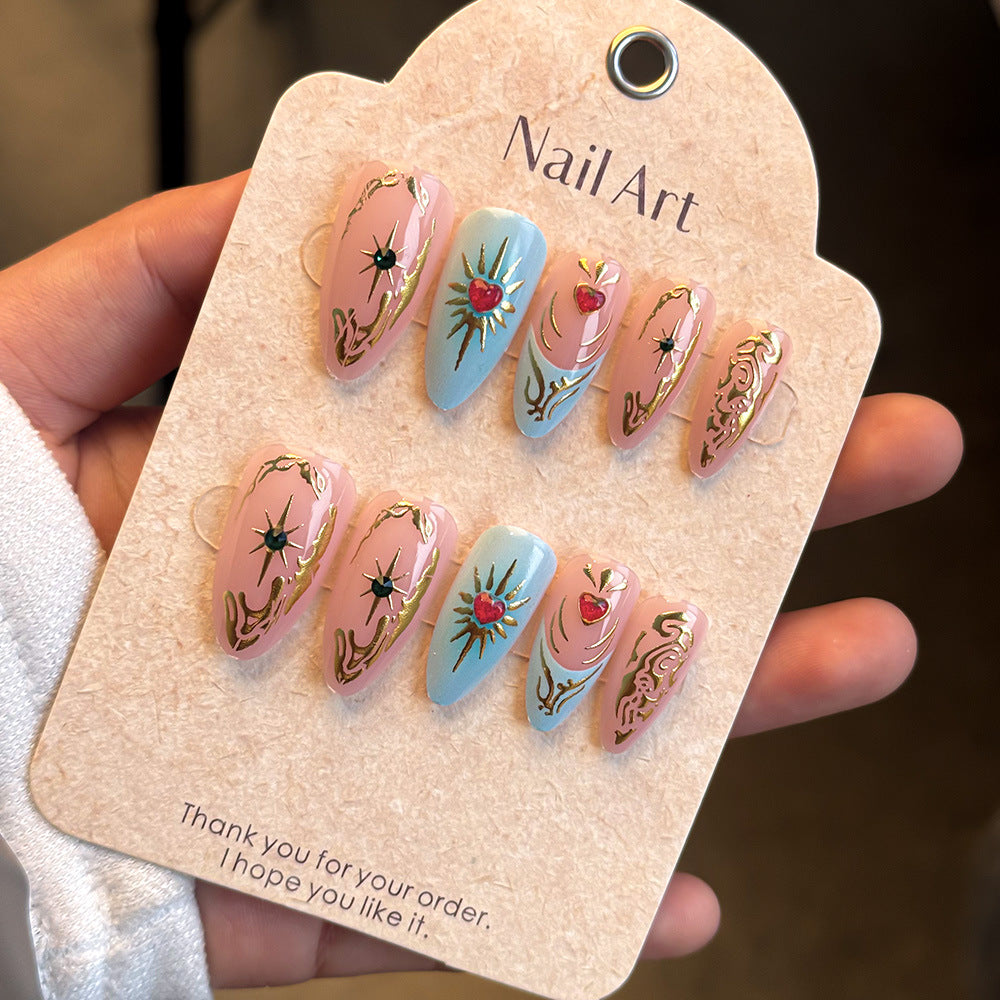 Künstlerisches Floral Verziertes Press-On Nagelset Karnz
