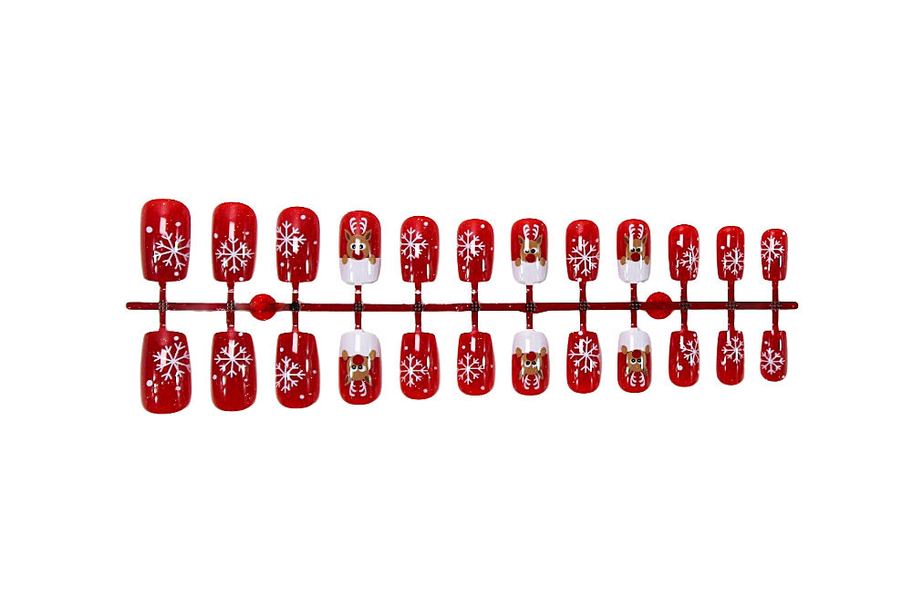 Weihnachts Kunstnagelset mit festlichen Schneeflocken- und Rentierdesigns Karnz