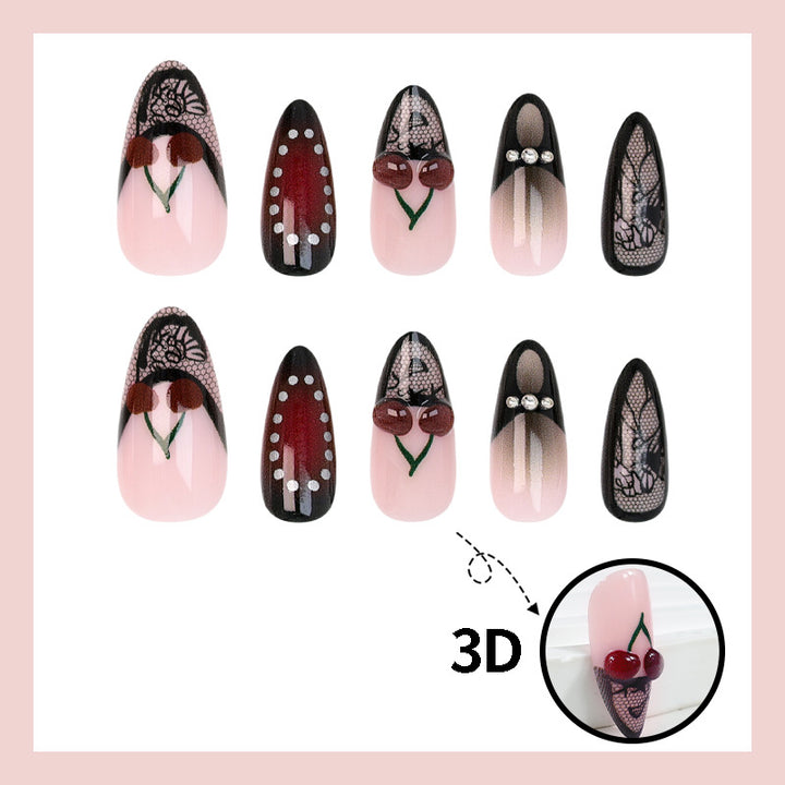 Kunstnagelset mit verspielten Frucht- und Blumendesigns Karnz