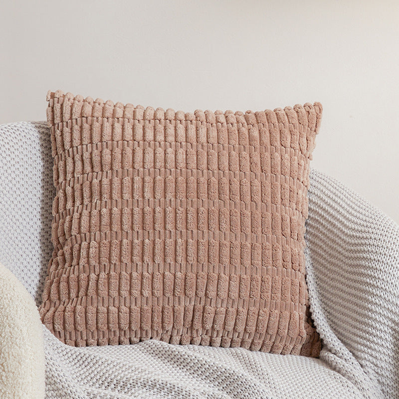 Quadratischer dekorativer Kissenbezug aus Soft‑Chenille mit geprägter Blockstruktur Karnz