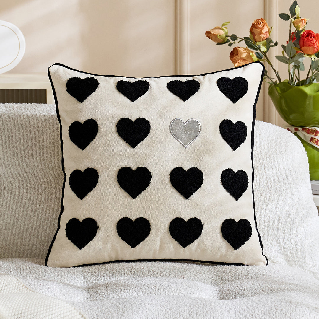 Bestickte Script Love Kissenbezug mit tufted Herz
