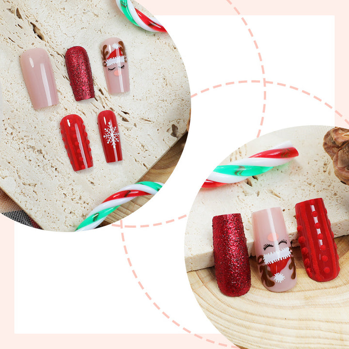 Festliches, urlaubsbezogenes Press-On-Nagelkunstset Karnz