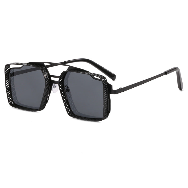 Damen quadratische Brille mit perforiertem, modernem Rahmen Karnz