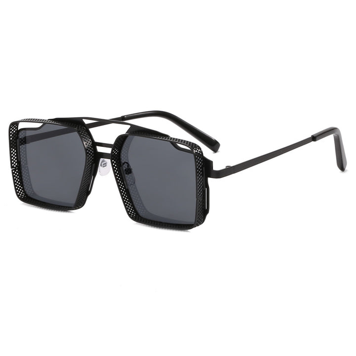 Damen quadratische Brille mit perforiertem, modernem Rahmen Karnz