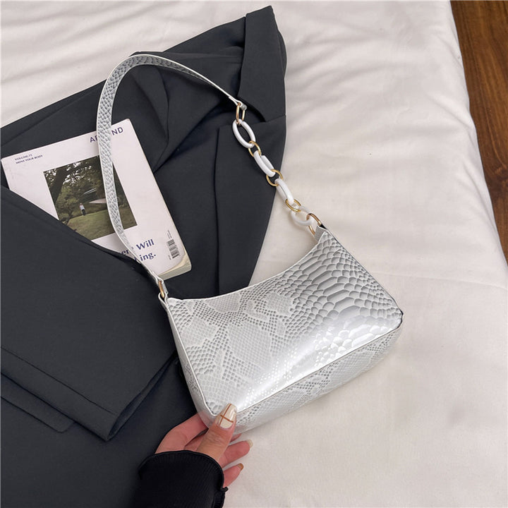 Stylische Texturierte Schlangenleder Effekt Handtasche Karnz