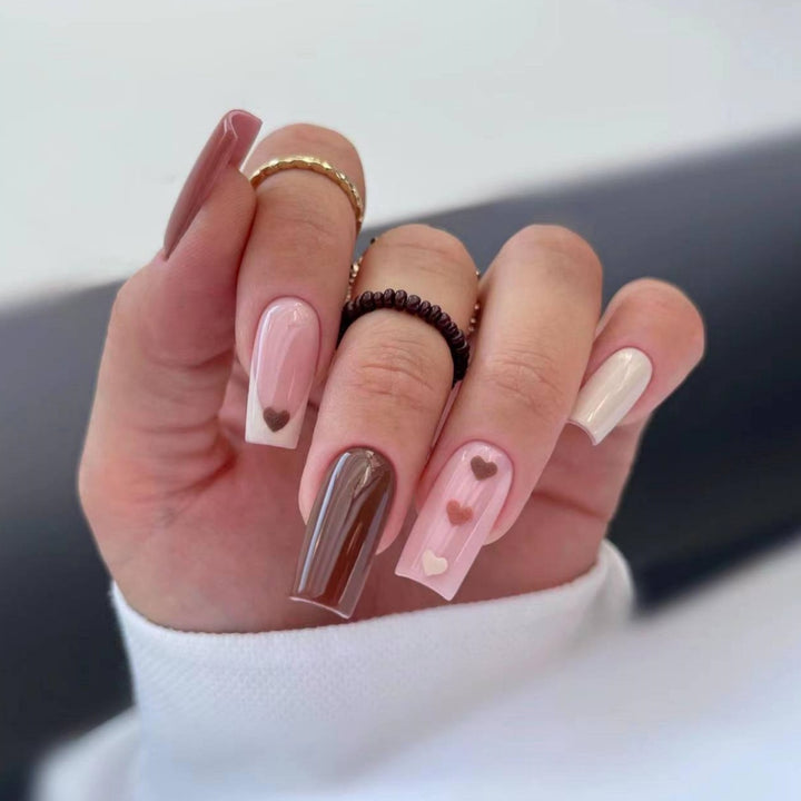 Herz-Muster Press-On Nagelkunst Karnz