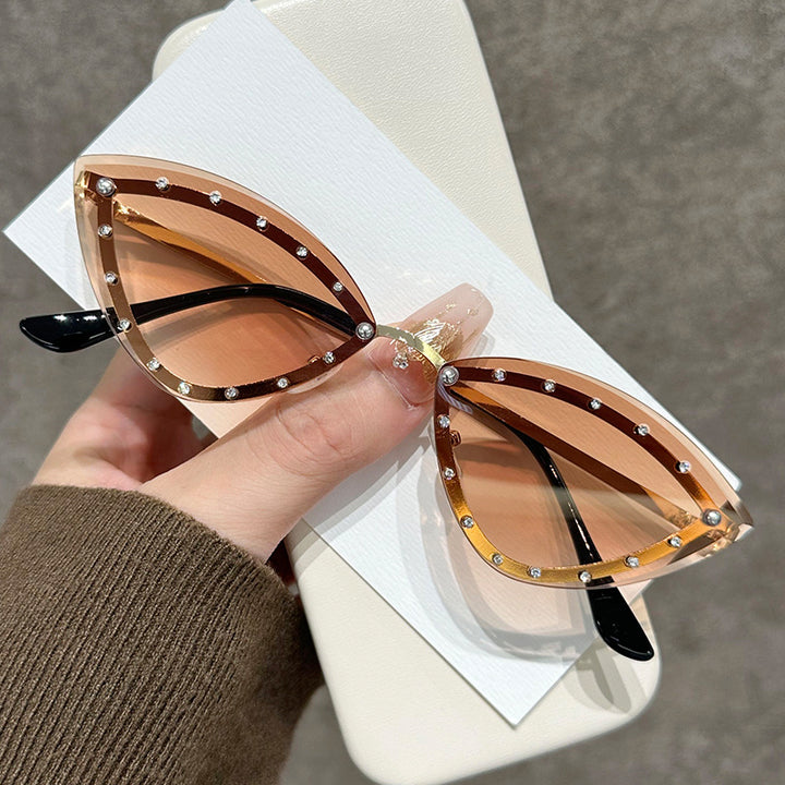 Rhinestone-besetzte Katzenaugen-Fashion-Sonnenbrille