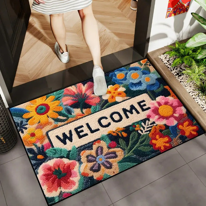 Blumenmuster Willkommensmatte Karnz