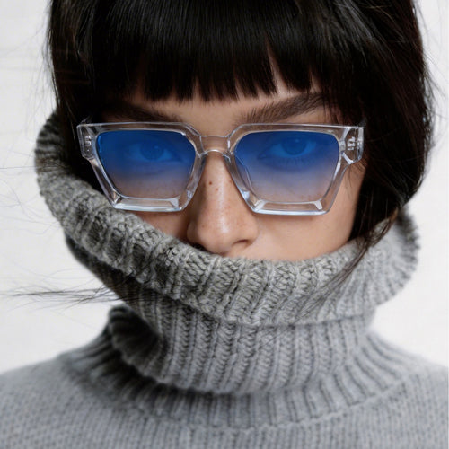 Damen modische Sonnenbrille mit klarem Rahmen und Verlaufsgläsern Karnz